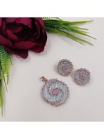 Glossy Pink Stone Locket Set 